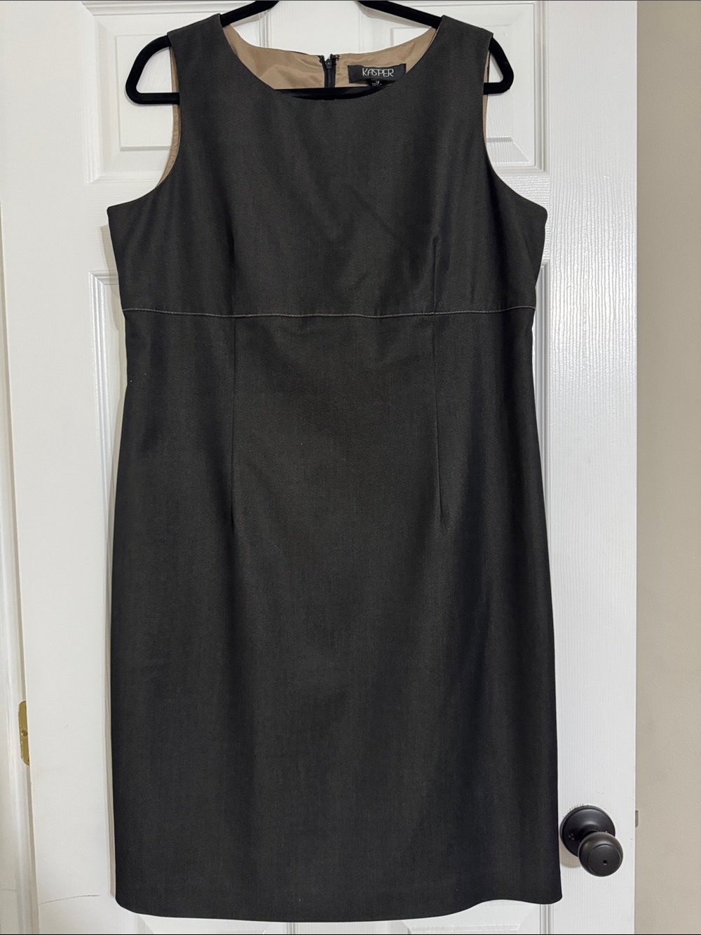Kasper Dark Gray Sleeveless Sheath Dress